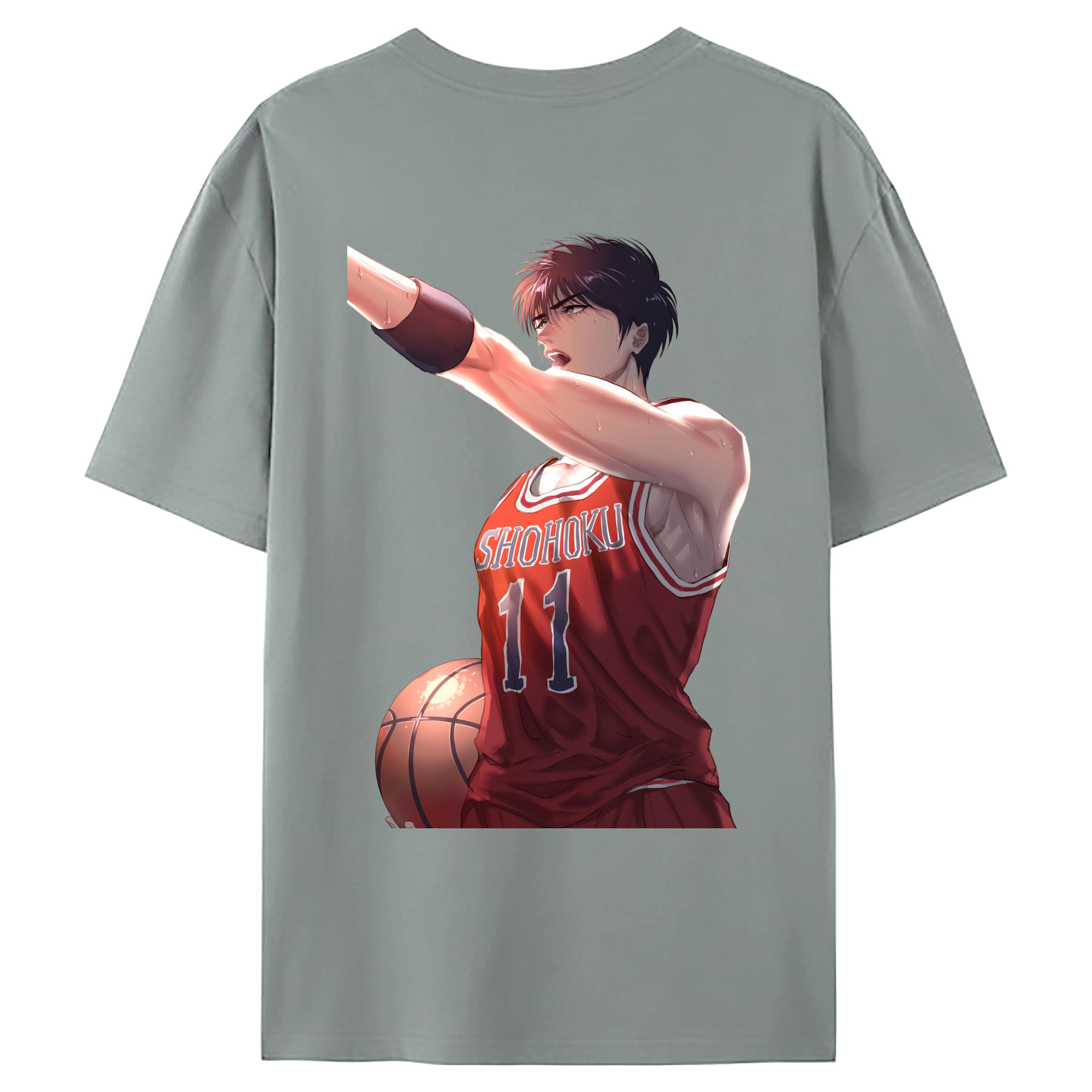 （画像用） SLAM DUNK／スラムダンク 綿100％ メンズ半袖Tシャツ（バックプリント） 通気性